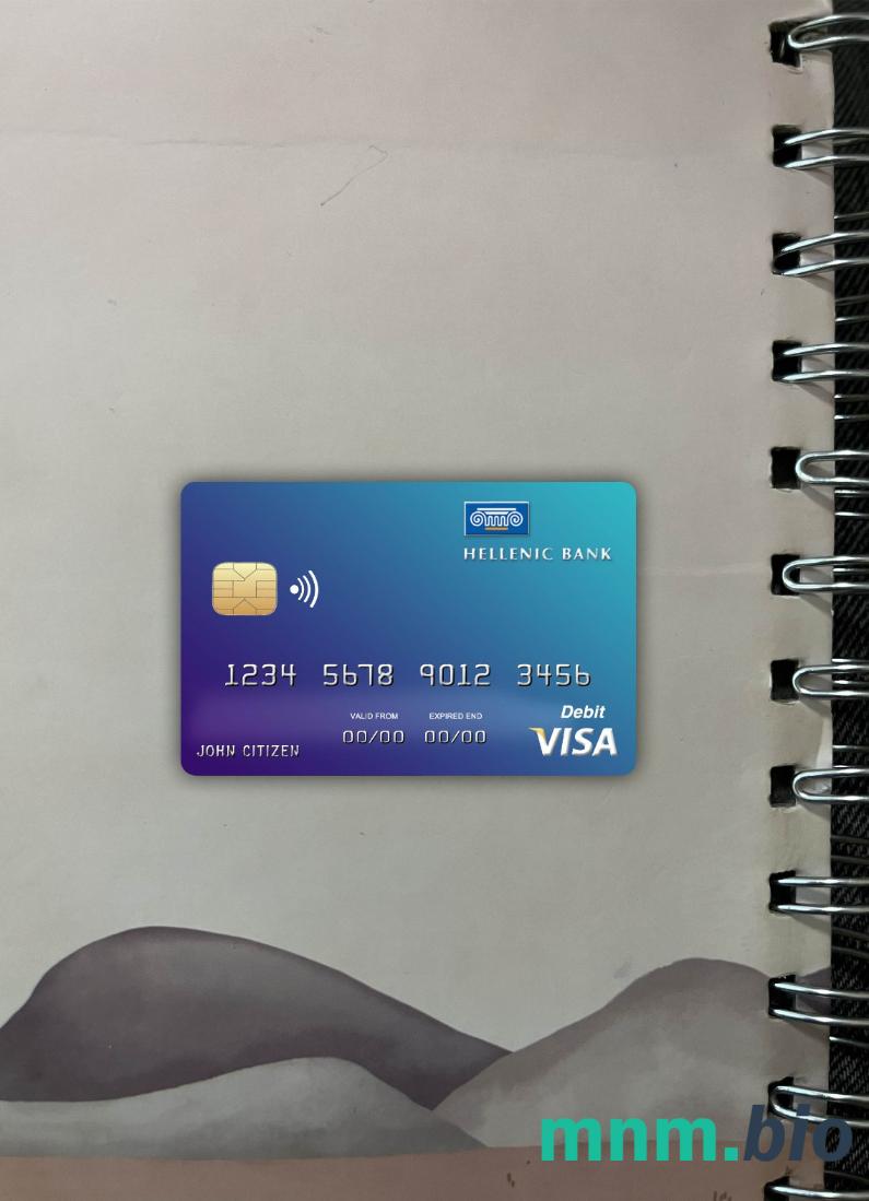 Cyprus Hellenic bank wygląd zdjęcia karty wizowej skan PSD + zdjęcie